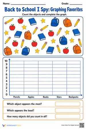 Grade 1 Back to School I Spy — Printable Graphing Worksheet