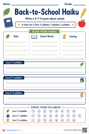 Grade 4 Haiku Poetry — Printable No-Prep Worksheet
