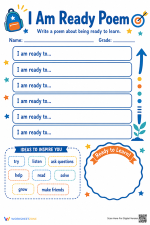 I Am Ready Poem | Grade 3 Printable Writing Activity