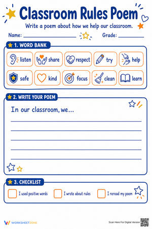 Printable Classroom Rules Poem | Grade 3