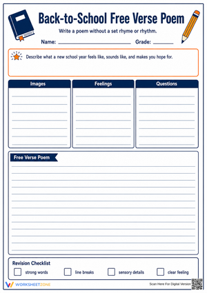 Back-to-School Free Verse Poem | Essential Grade 5 ELA