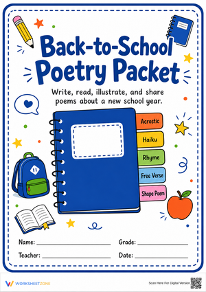 Back-to-School Poetry Packet Cover | Printable Grade 3 ELA