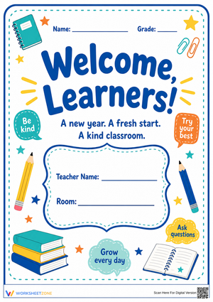 Printable Classroom Door Welcome Sign | Grades K-5