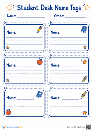 Printable Student Desk Name Tags | Grade K-2 Ready