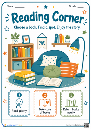 Printable Reading Corner Sign | Grade 2 ELA