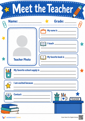 Grade 3 Meet the Teacher — Printable No-Prep Worksheet