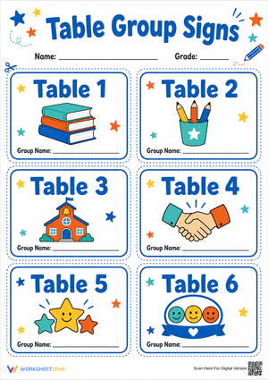 Printable Table Group Signs | Grade 1 Classroom Ready