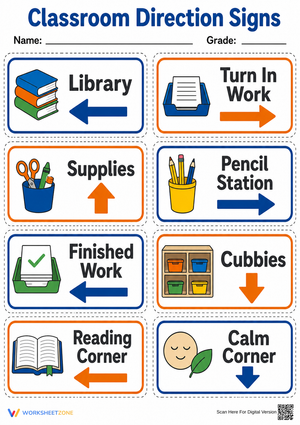 Printable Classroom Direction Signs | Grade K-5