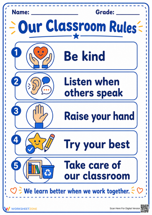 Essential Classroom Rules Poster | Grade K-5 Printable