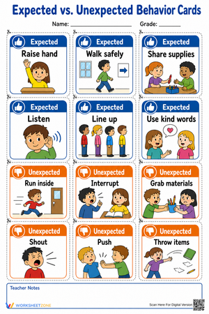 Expected Behavior Cards | Printable Grade 1 SEL