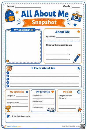 Printable All About Me Snapshot | Grade 3 ELA