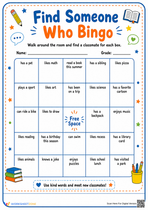 Find Someone Who Bingo | Essential Grade 2-8 Icebreaker