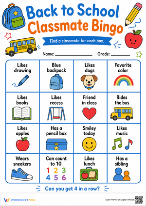 Classmate Bingo Worksheet | Essential Grade K-2 Ready