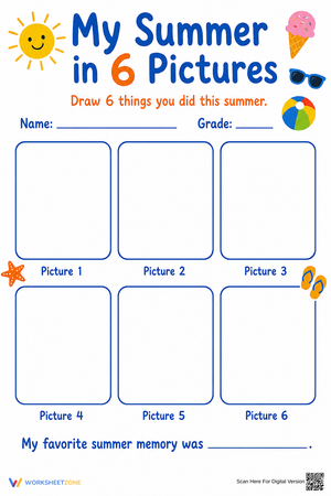 Grade 1 Summer Memory — Printable No-Prep Worksheet