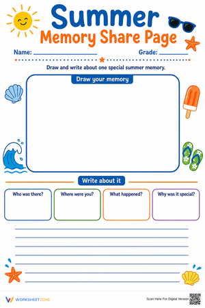Summer Memory Share Page | Grade 3-6 Essential