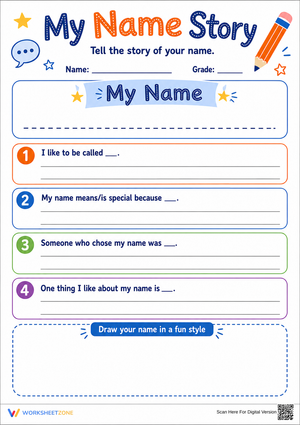 My Name Story Worksheet | Grade 3 Essential Printable