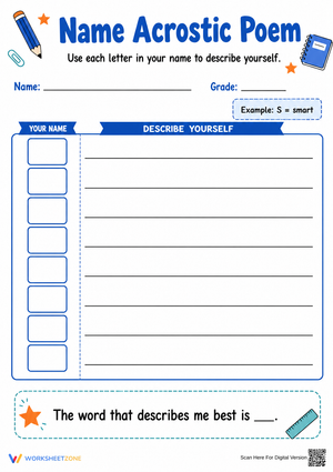 Grade 3 Acrostic Poem — Printable No-Prep Worksheet