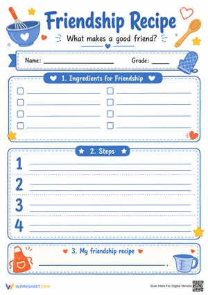 Friendship Recipe Worksheet | Grade 3 Printable