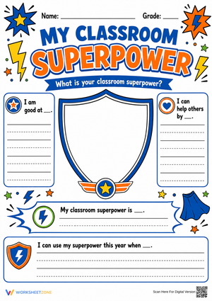 Essential My Classroom Superpower Worksheet | Grade 1