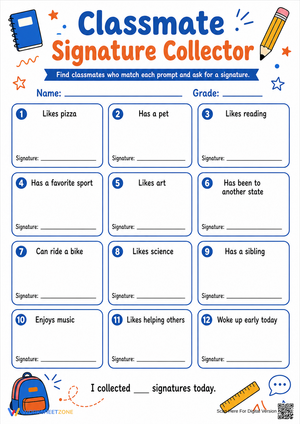 Grade 3 Icebreaker Activity — Printable No-Prep Worksheet