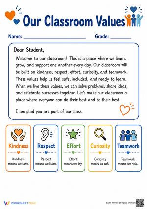 Printable Classroom Values Letter | Grade 3