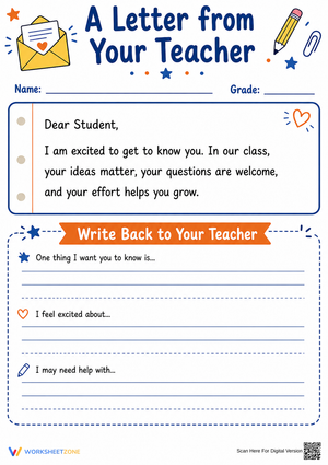 Teacher Letter & Student Response | Grade 3 Essential