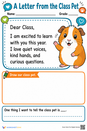 Grade 1 Class Pet Letter — Printable No-Prep Worksheet