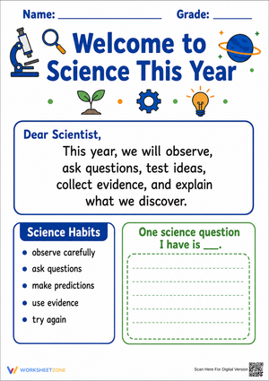 Grade 4 Science Welcome Letter — Printable No-Prep Worksheet