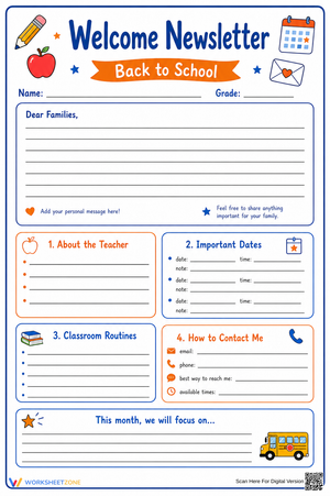 Essential Welcome Newsletter Template | K-5 Ready