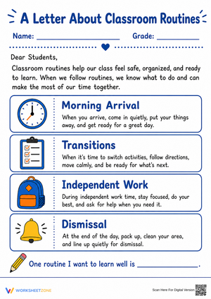 Classroom Routines Letter | Grade 3-5 Essential Guide