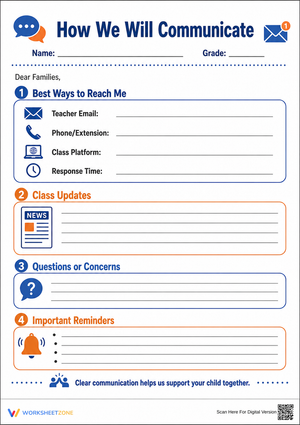 Grade 3 Family Communication — Printable No-Prep Template