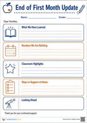 Printable Teacher Letter: End of First Month Update