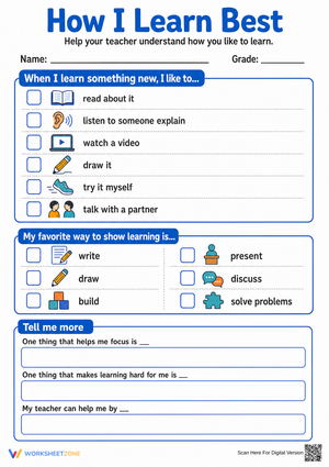 Grade 4 Learning Styles — Printable No-Prep Worksheet