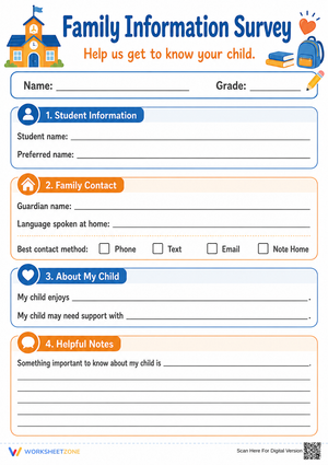 Family Information Survey | Essential Grade K-5 Printable