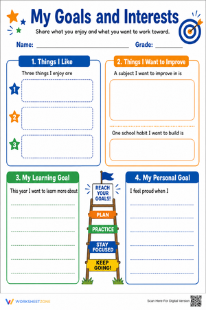 Grade 3-6 Goals & Interests — Printable No-Prep Worksheet