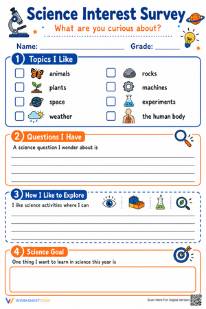 Grade 3 Science Survey — Printable No-Prep Worksheet