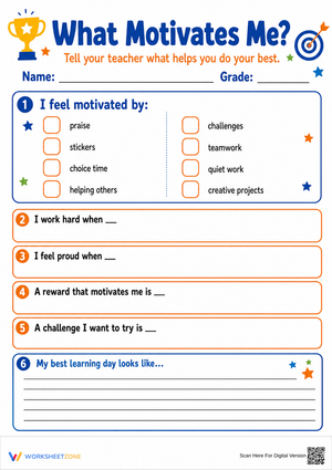 What Motivates Me? Student Survey | Grade 3-6 Essential