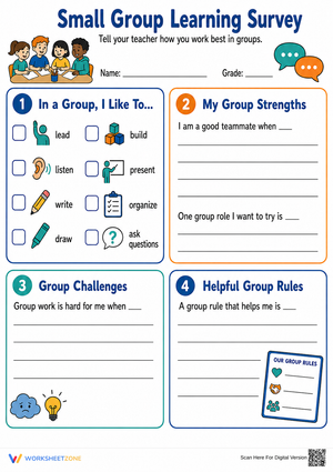 Grade 4 Small Group Survey — Printable No-Prep Worksheet