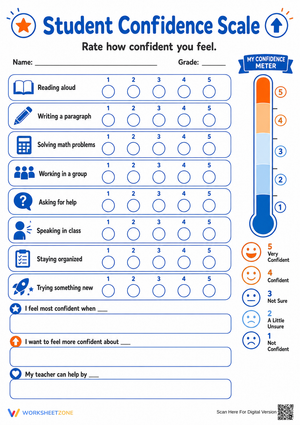 Student Confidence Scale | Essential Grade 3-6 SEL