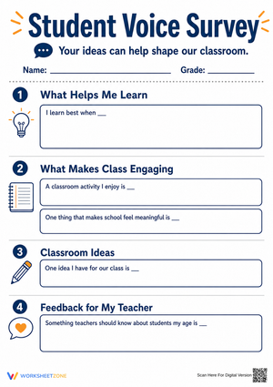Essential Student Voice Survey | Grades 4-8 Printable
