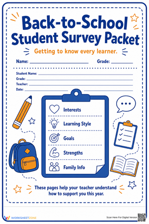 Printable Back-to-School Survey Cover | Grade 3 SEL