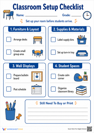 Printable Classroom Setup Checklist | K-12