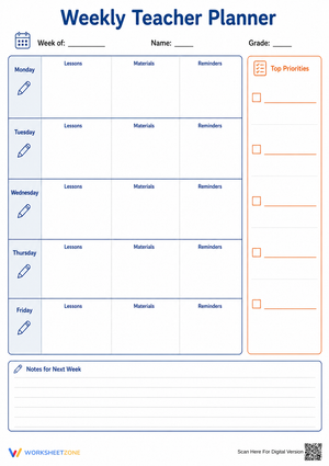 Printable Weekly Teacher Planner | K-12 Organization