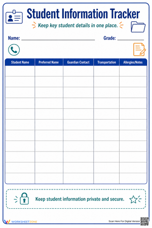 Essential Student Information Tracker | K-12 Printable