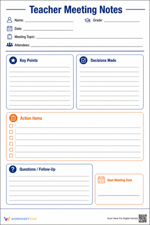 Printable Teacher Meeting Notes Template