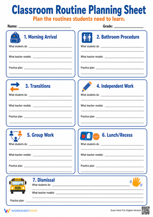 Essential Classroom Routine Planning Sheet | K-5 Ready