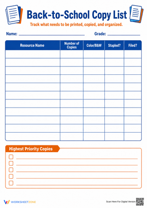 Printable Back-to-School Copy List | Teacher Prep