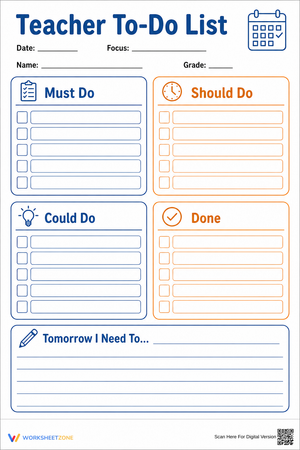 Essential Teacher To-Do List | Daily Planner Page
