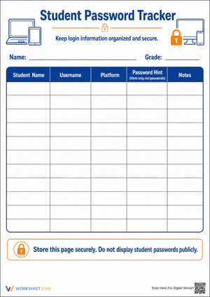 Essential Student Password Tracker | Printable Organizer
