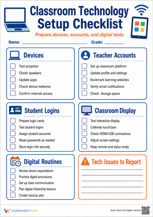 Printable Tech Setup Checklist | K-12 Teacher Planning